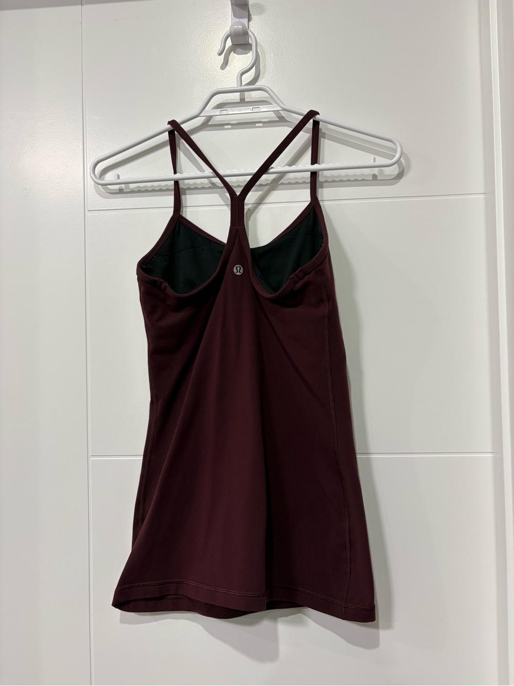 lululemon athletica Burgundy Racerback Power Y Tank with Shelf Bra